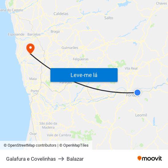 Galafura e Covelinhas to Balazar map