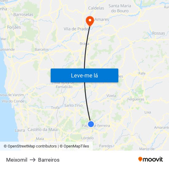 Meixomil to Barreiros map