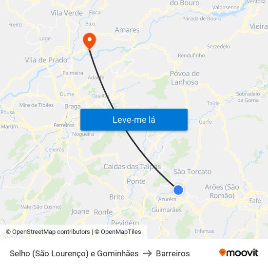 Selho (São Lourenço) e Gominhães to Barreiros map