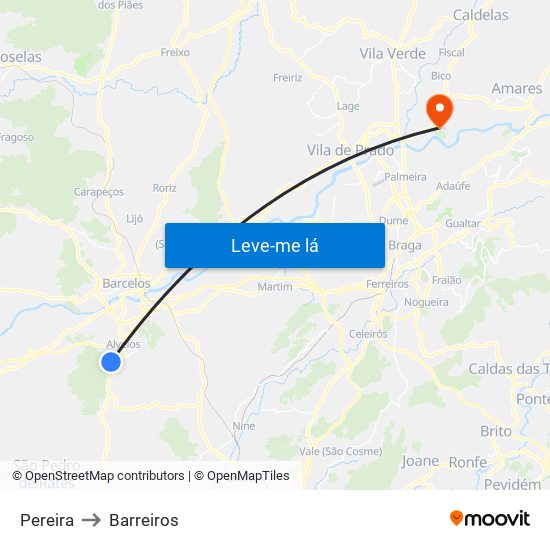 Pereira to Barreiros map