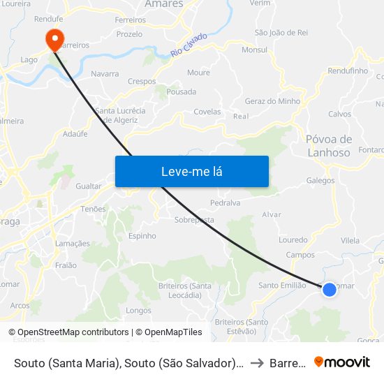 Souto (Santa Maria), Souto (São Salvador) e Gondomar to Barreiros map