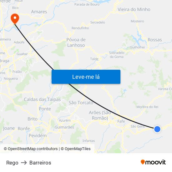 Rego to Barreiros map