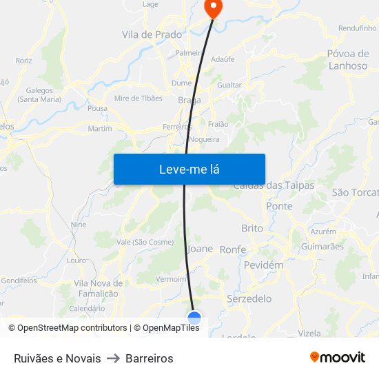 Ruivães e Novais to Barreiros map