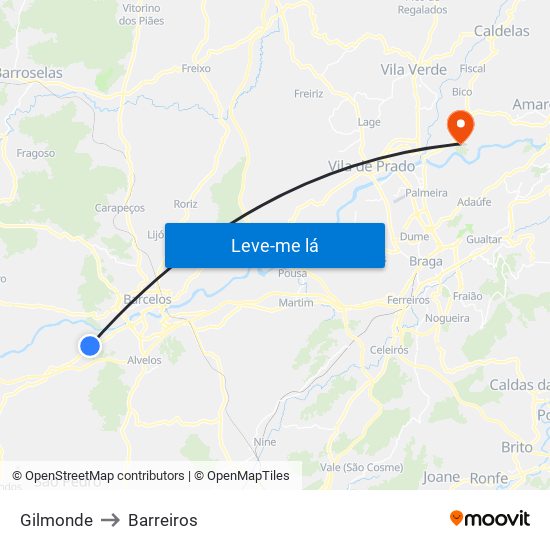 Gilmonde to Barreiros map
