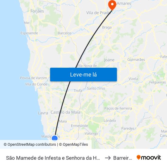 São Mamede de Infesta e Senhora da Hora to Barreiros map