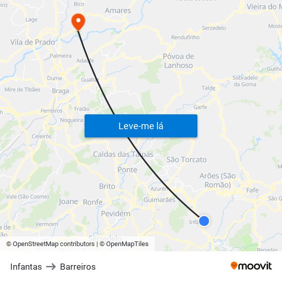 Infantas to Barreiros map
