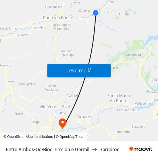 Entre Ambos-Os-Rios, Ermida e Germil to Barreiros map