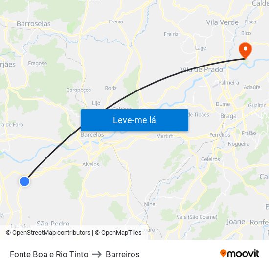 Fonte Boa e Rio Tinto to Barreiros map