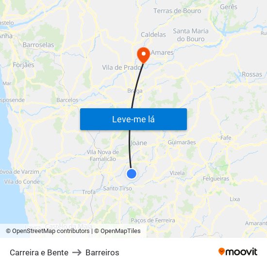 Carreira e Bente to Barreiros map