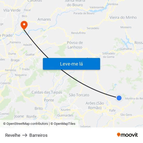 Revelhe to Barreiros map