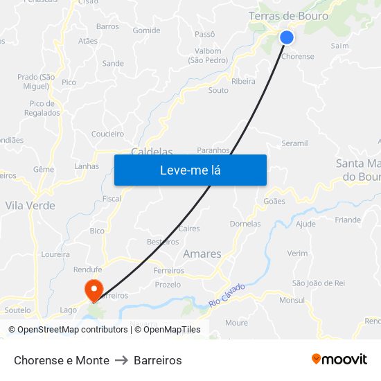 Chorense e Monte to Barreiros map