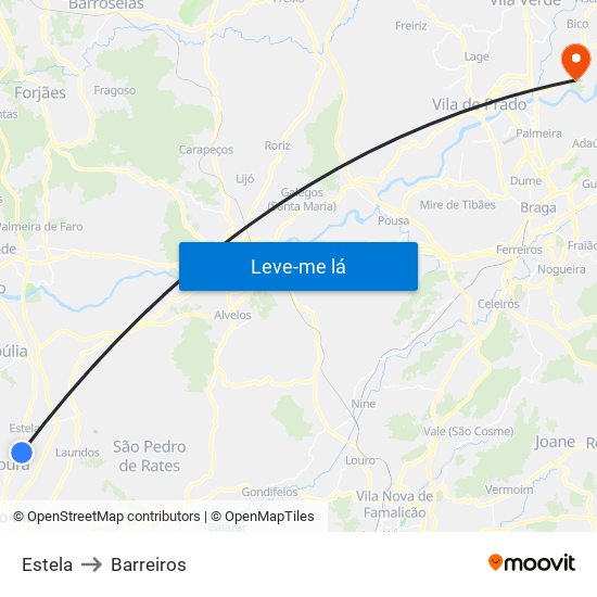 Estela to Barreiros map