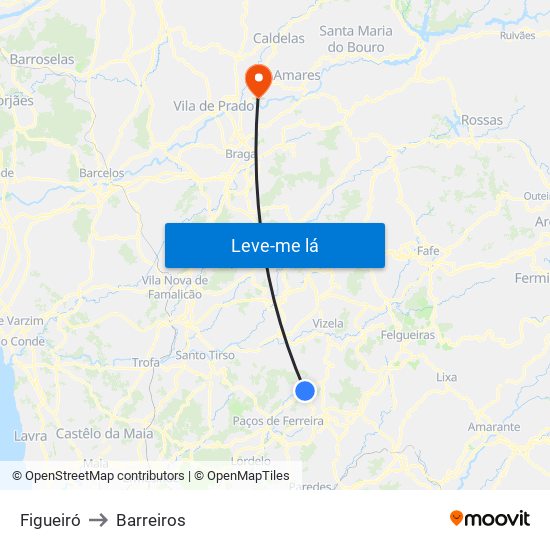 Figueiró to Barreiros map