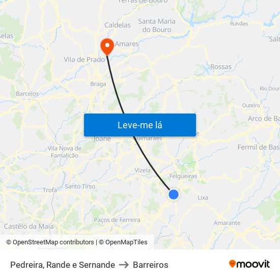 Pedreira, Rande e Sernande to Barreiros map