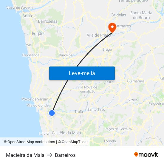 Macieira da Maia to Barreiros map