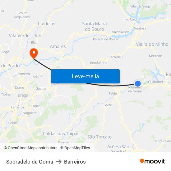 Sobradelo da Goma to Barreiros map