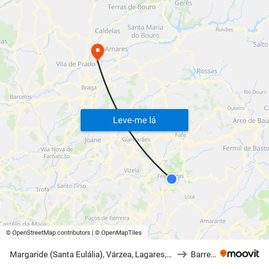 Margaride (Santa Eulália), Várzea, Lagares, Varziela e Moure to Barreiros map
