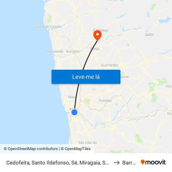 Cedofeita, Santo Ildefonso, Sé, Miragaia, São Nicolau e Vitória to Barreiros map