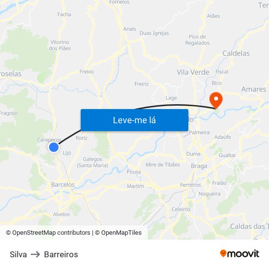 Silva to Barreiros map