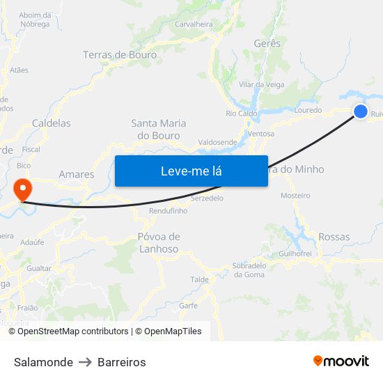 Salamonde to Barreiros map