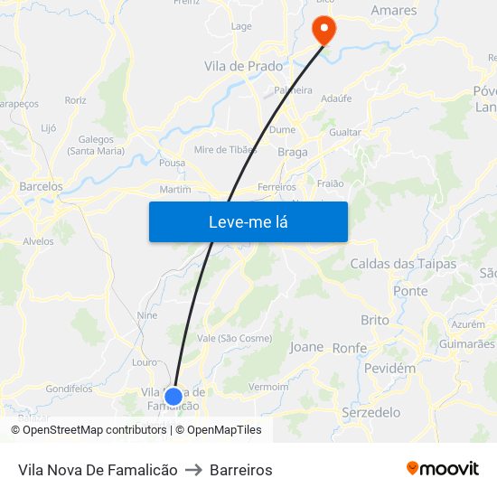 Vila Nova De Famalicão to Barreiros map