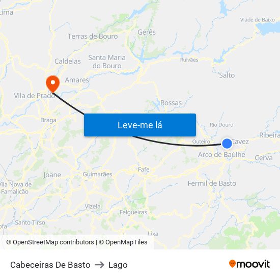 Cabeceiras De Basto to Lago map