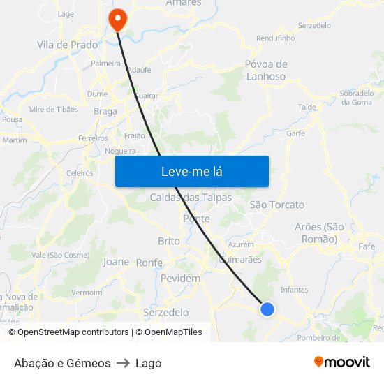 Abação e Gémeos to Lago map