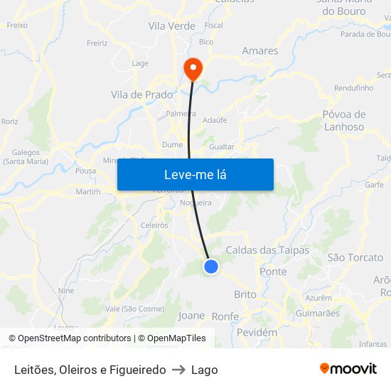 Leitões, Oleiros e Figueiredo to Lago map