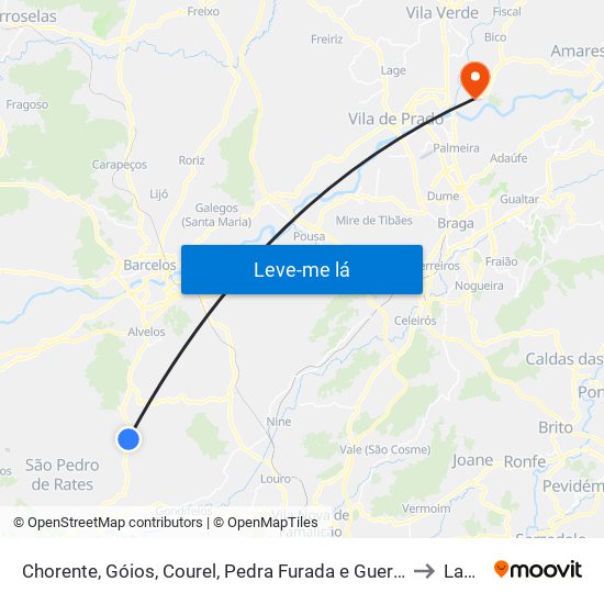 Chorente, Góios, Courel, Pedra Furada e Gueral to Lago map