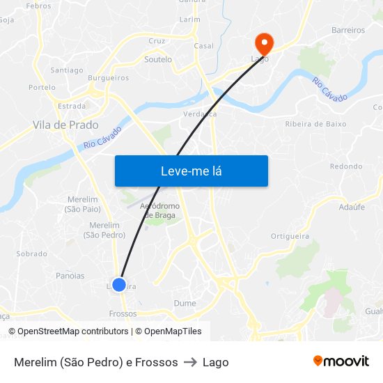 Merelim (São Pedro) e Frossos to Lago map