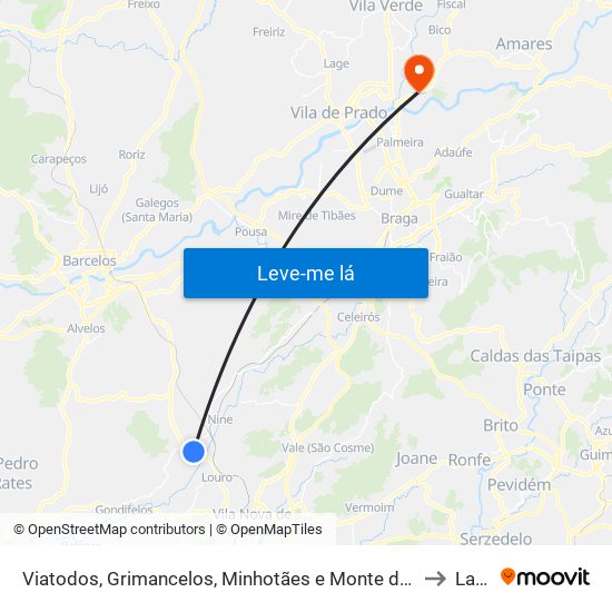 Viatodos, Grimancelos, Minhotães e Monte de Fralães to Lago map