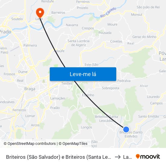 Briteiros (São Salvador) e Briteiros (Santa Leocádia) to Lago map