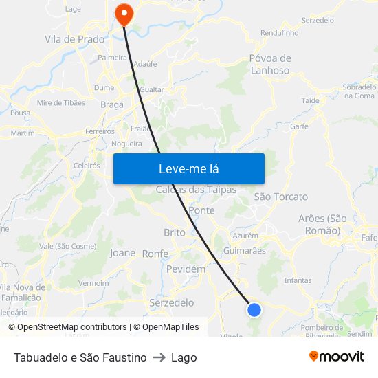 Tabuadelo e São Faustino to Lago map