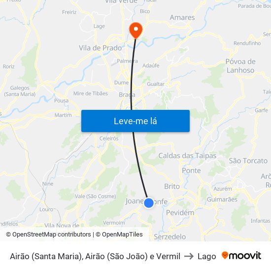 Airão (Santa Maria), Airão (São João) e Vermil to Lago map