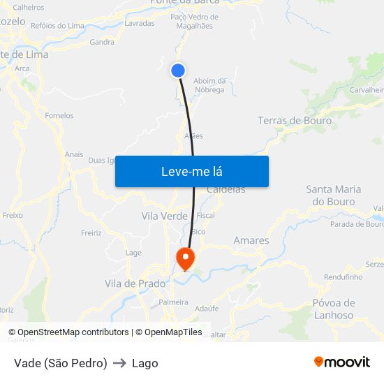 Vade (São Pedro) to Lago map