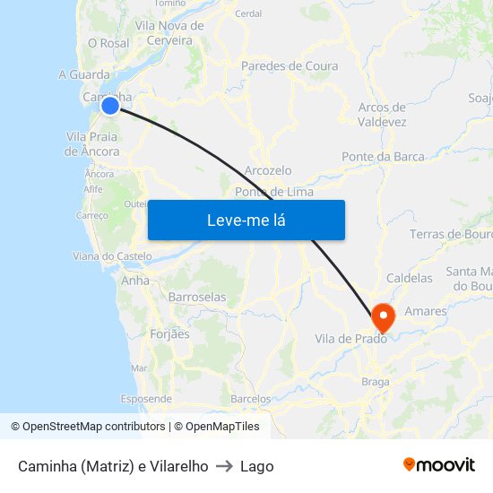 Caminha (Matriz) e Vilarelho to Lago map