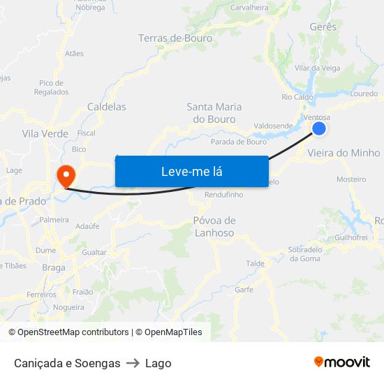 Caniçada e Soengas to Lago map