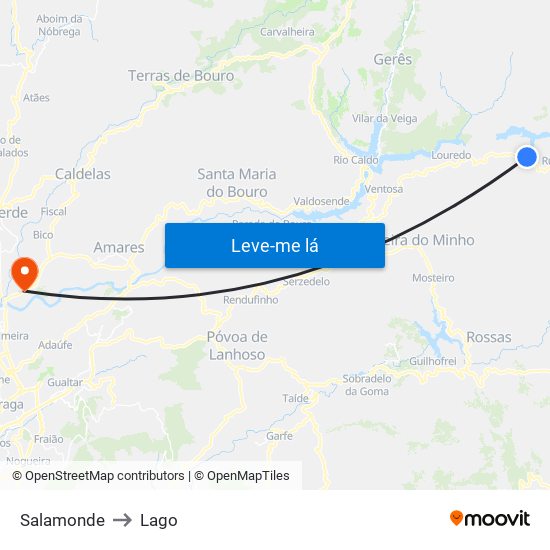 Salamonde to Lago map