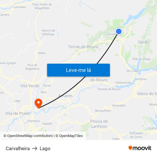 Carvalheira to Lago map