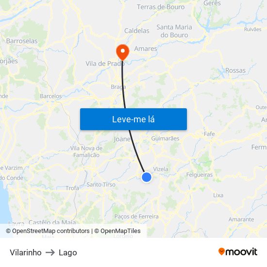 Vilarinho to Lago map