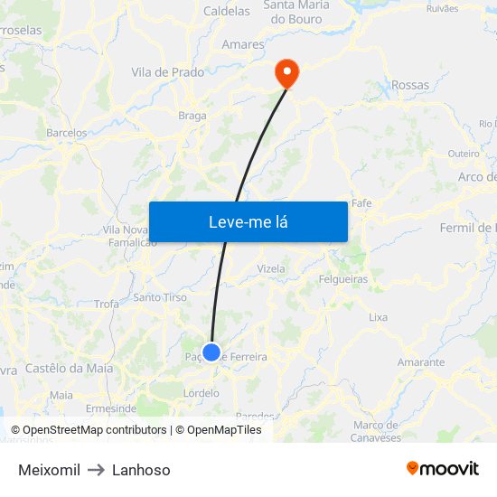 Meixomil to Lanhoso map