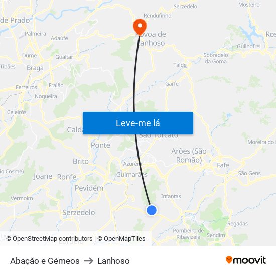 Abação e Gémeos to Lanhoso map