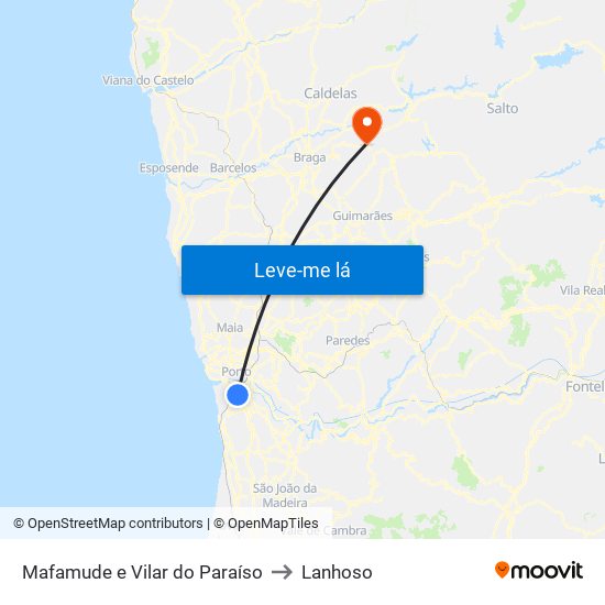 Mafamude e Vilar do Paraíso to Lanhoso map