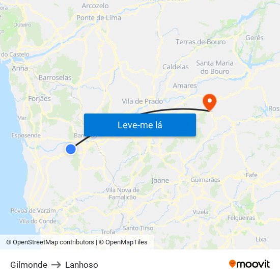 Gilmonde to Lanhoso map