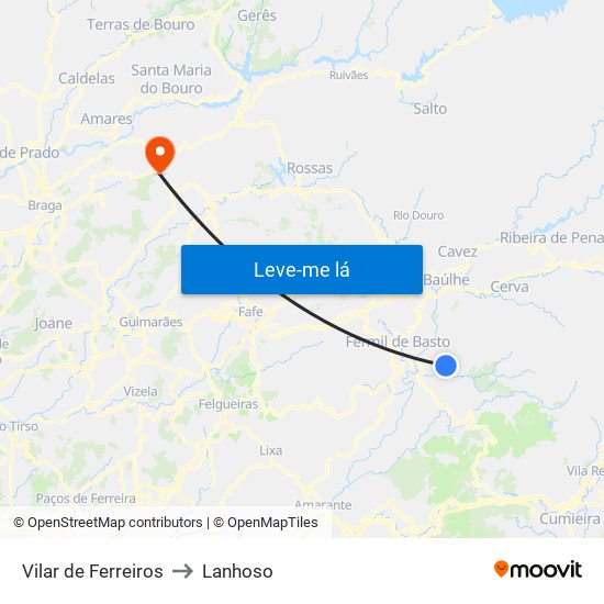 Vilar de Ferreiros to Lanhoso map