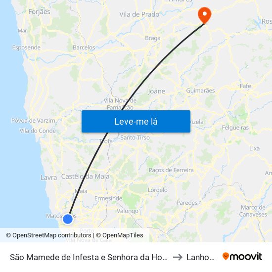 São Mamede de Infesta e Senhora da Hora to Lanhoso map