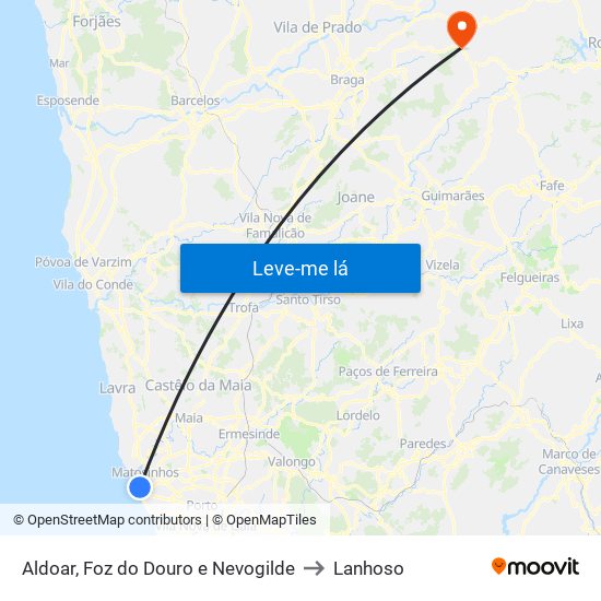 Aldoar, Foz do Douro e Nevogilde to Lanhoso map