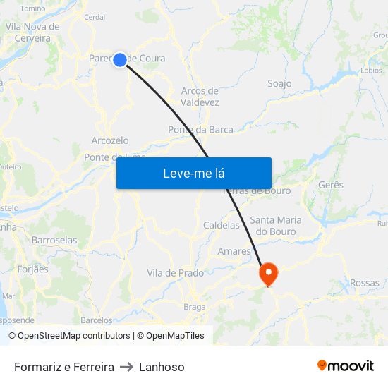 Formariz e Ferreira to Lanhoso map