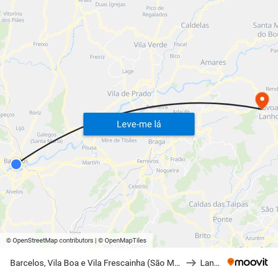 Barcelos, Vila Boa e Vila Frescainha (São Martinho e São Pedro) to Lanhoso map