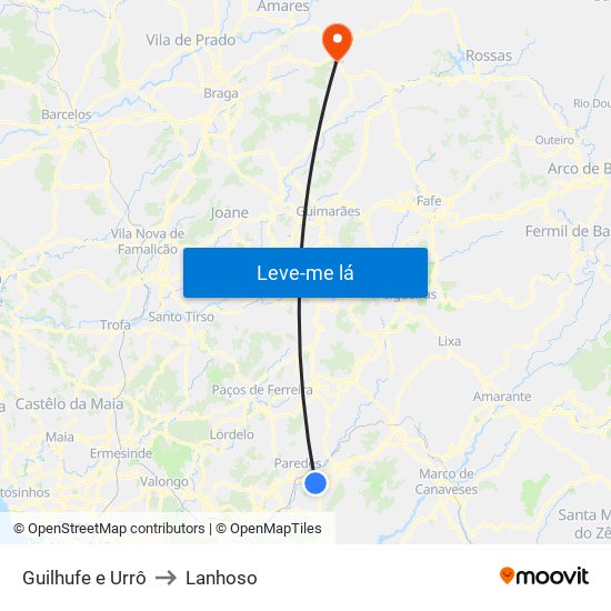 Guilhufe e Urrô to Lanhoso map